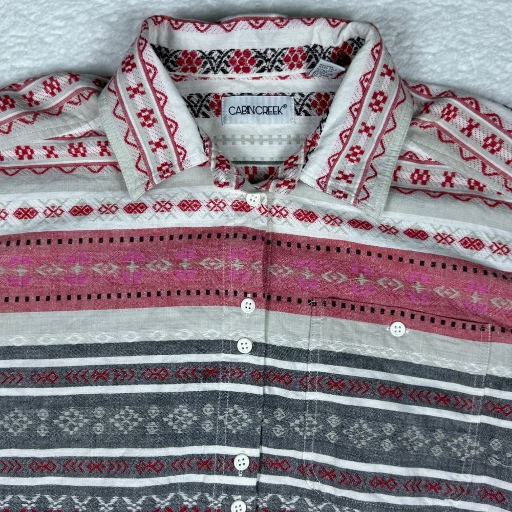 Cabin Creek Womens XL Button Down Shirt Long Sleeve‎ Patterned Casual Top